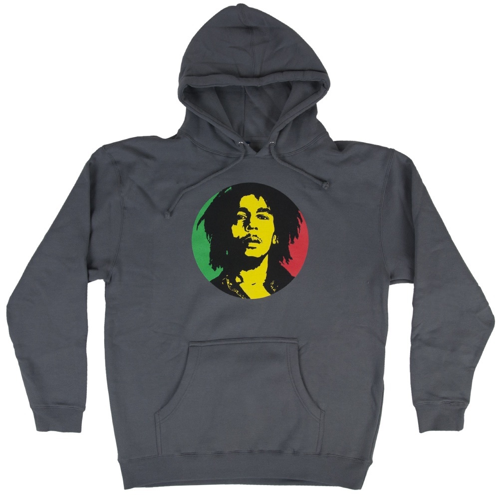 Bob Marley Rasta Circle Charcoal Grey Hoodie